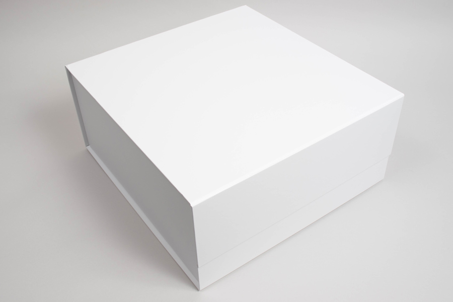 15 X 12 X 7-1/4 PLUS-SERIES™ 7-FLAP COLLAPSIBLE MATTE WHITE MAGNETIC GIFT BOXES