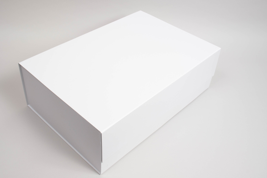 18 X 12 X 5-3/4 PLUS-SERIES™ 7-FLAP COLLAPSIBLE MATTE WHITE MAGNETIC GIFT BOXES