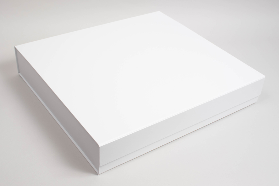 18-1/2X17X3-5/32 PLUS-SERIES™ 7-FLAP COLLAPSIBLE MATTE WHITE MAGNETIC GIFT BOXES