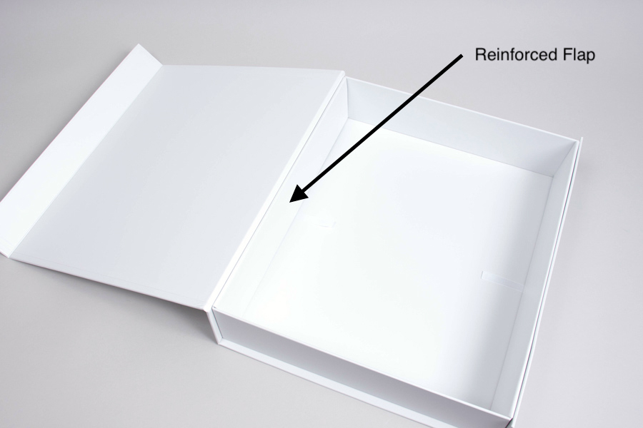 13-7/8 X 11-13/32 X 2-7/8 PLUS-SERIES™ 7-FLAP COLLAPSIBLE MATTE WHITE MAGNETIC GIFT BOXES