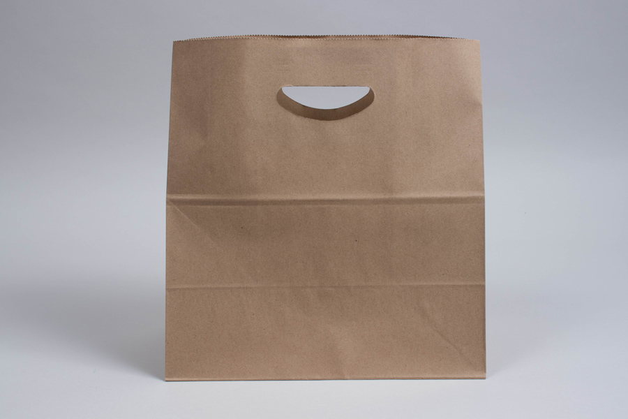 11 x 6-1/4 x 11-1/2 NATURAL KRAFT DIE-CUT HANDLE PAPER SHOPPING BAGS