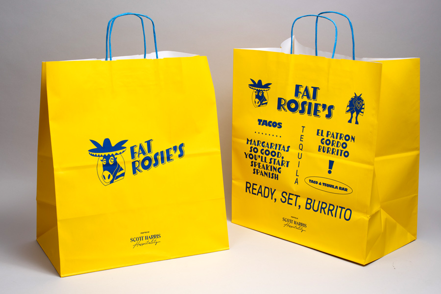 Custom printed paper take-out bags - Insulated chicken bags and napkins - Cobblestone Catering