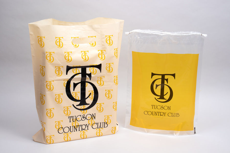 Custom printed poly shopping bags - Tucson Country Club