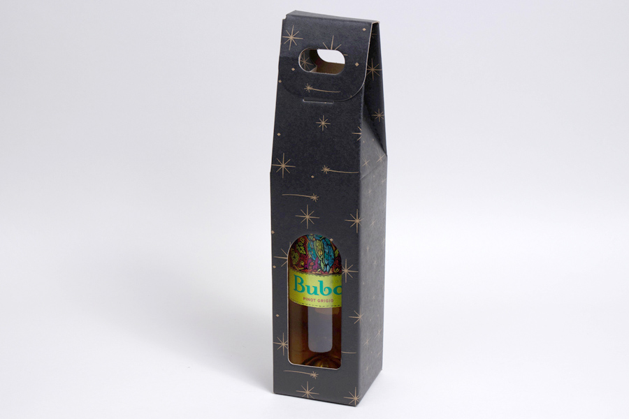 3-1/2 x 3-1/2 x 15 CONSTELLATION WINE BOTTLE CARRIERS WITH WINDOW - 1 (750ML) BOTTLE