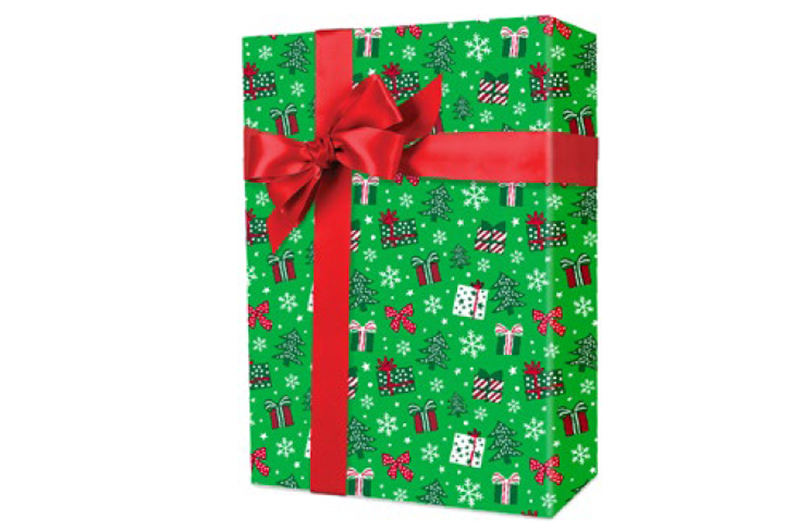 18-in x 417-ft SMALL GIFTS ON GREEN GIFT WRAP (X7944)