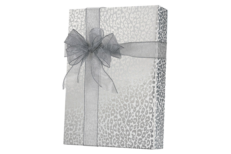24-in x 417-ft SILVER CHEETAH GIFT WRAP (E4251)