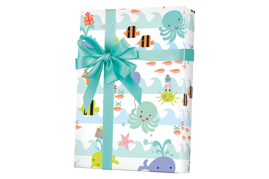 24-in x 100-ft SEA BABIES GIFT WRAP (E5493)