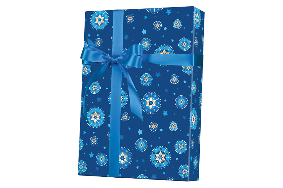 18-in x 417-ft REVERSIBLE STARRY CHANUKAH GIFT WRAP (X7016)
