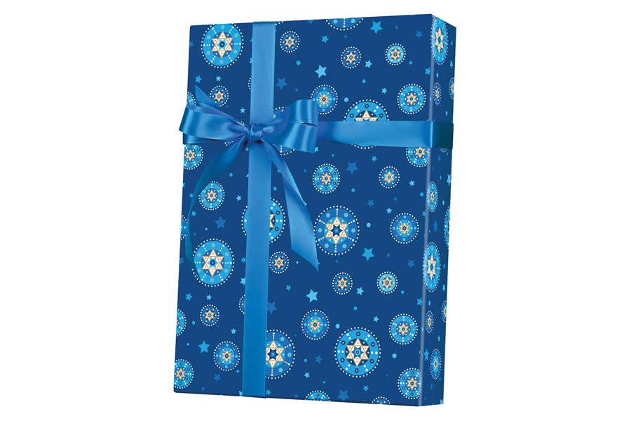 24-in x 100-ft REVERSIBLE STARRY CHANUKAH GIFT WRAP (X7016)