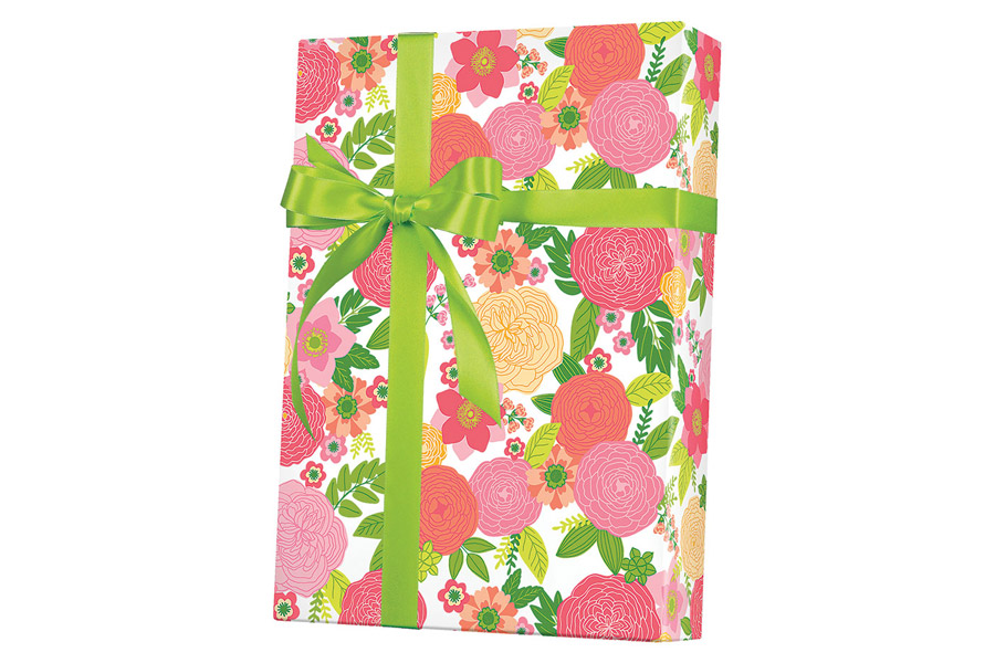 24-in x 417-ft ROSE FLORAL GIFT WRAP (E7023)