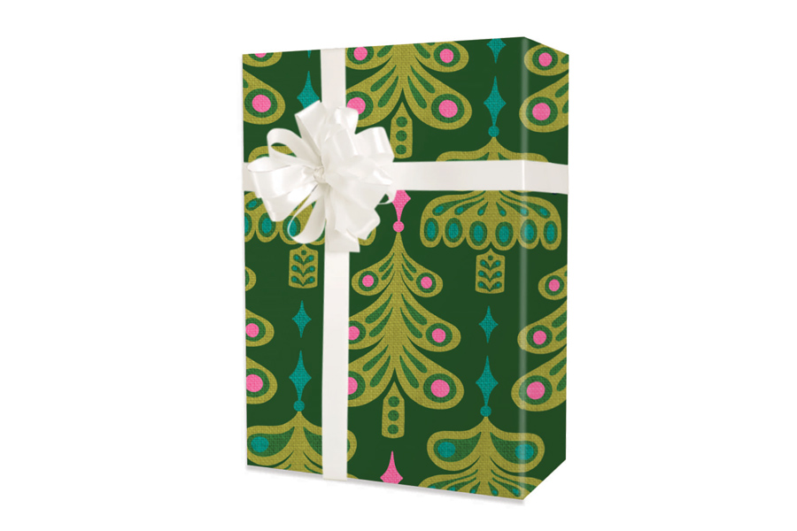 18-in x 417-ft JEWELED TREES GIFT WRAP (X7937)