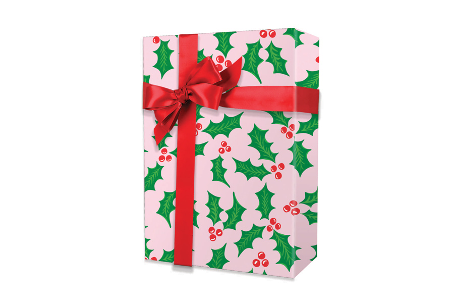 18-in x 417-ft PINK HOLLY GIFT WRAP (X7938)