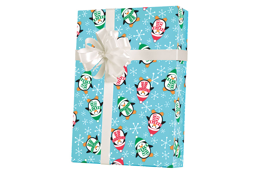 18-in x 417-ft ROLY POLY PENGUINS GIFT WRAP (X5436)