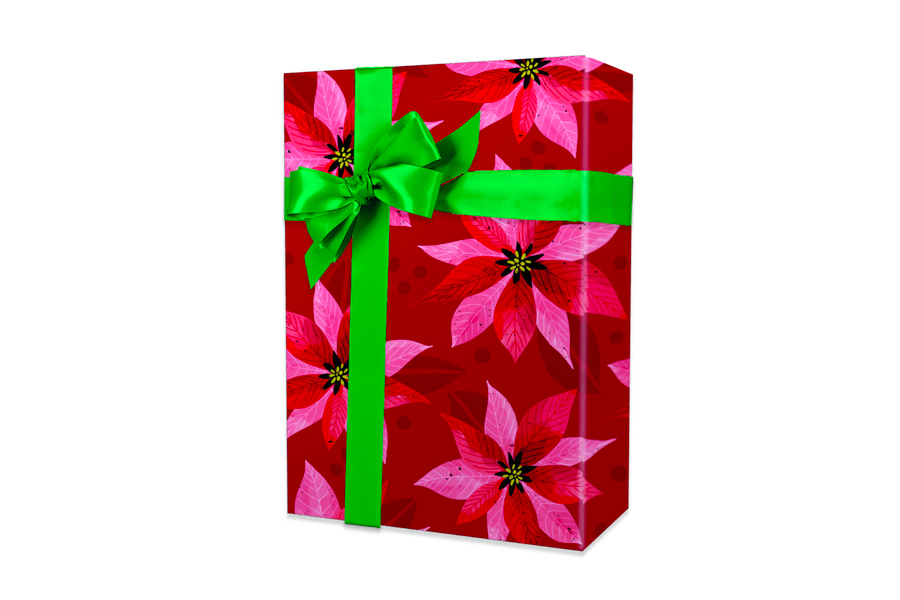 18-in x 417-ft PEARLIZED POINSETTIAS GIFT WRAP (X7933)