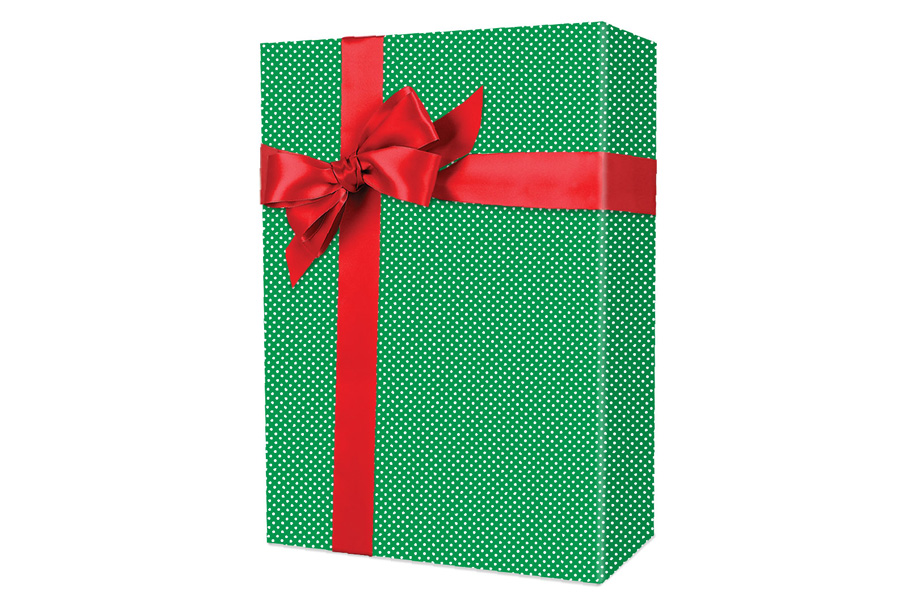 Present Paper Christmas Gift Wrap | Holiday Floral Green | 1/4 Ream 208 ft x 24 in