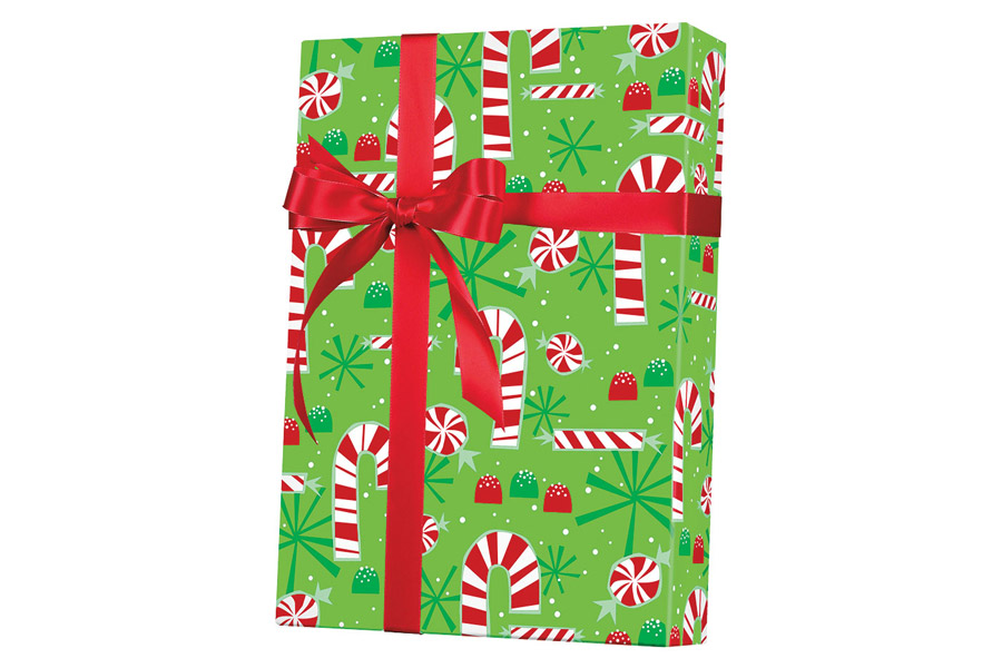 24-in x 100-ft CONTEMPO CANES REVERSIBLE GIFT WRAP (X6269)