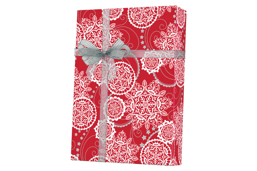 24-in x 417-ft LACY SNOWFLAKES GIFT WRAP (X5463)