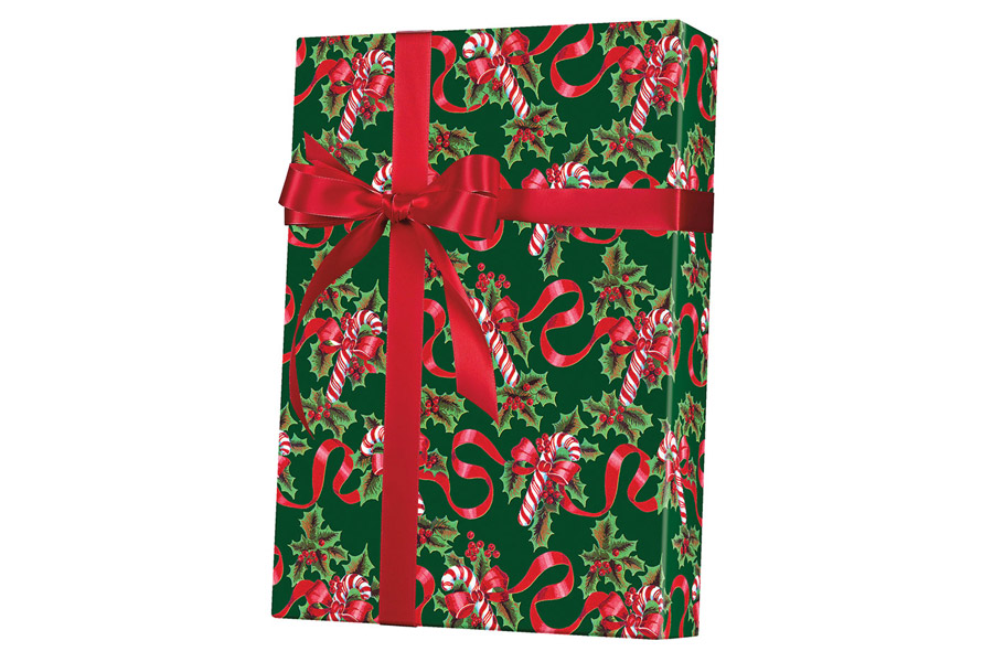 18-in x 417-ft RIBBONS AND CANDY CANES GIFT WRAP (X5130)
