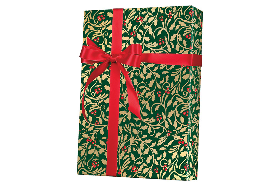 24-in x 417-ft GOLDEN HOLLY GIFT WRAP (X4720)