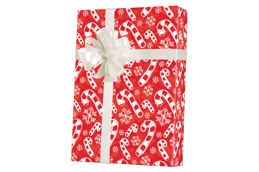 24-in x 417-ft SNOWFLAKES AND CANDY CANES GIFT WRAP (X2084)