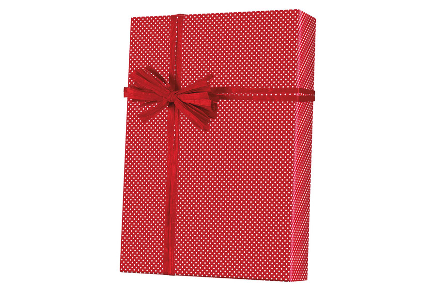 18-in x 417-ft RED SWISS DOT GIFT WRAP (X3100)