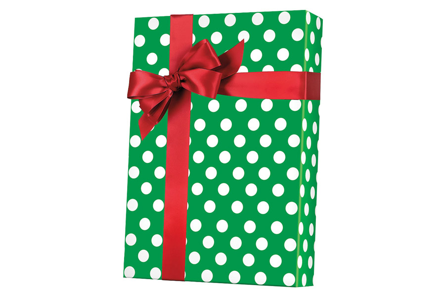 24-in x 417-ft REVERSIBLE CHRISTMAS POLKA DOTS GIFT WRAP (X5459 )