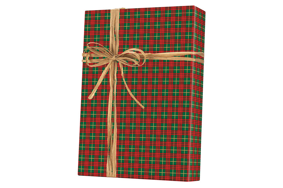 18-in x 417-ft RED AND GREEN PLAID GIFT WRAP (X5710)
