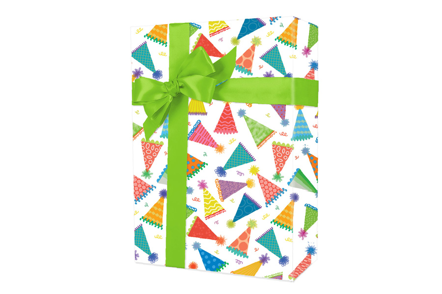 18-in x 417-ft PARTY HATS GIFT WRAP (E7951)