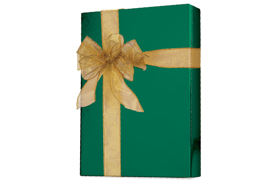 24-in x 417-ft GREEN METALLIC GIFT WRAP (E7954)