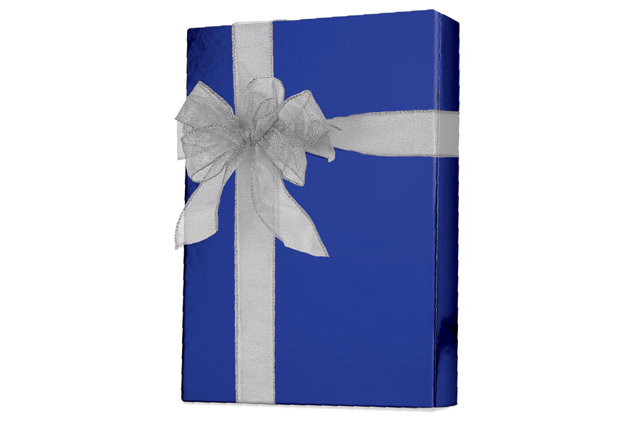 18-in x 417-ft BLUE METALLIC GIFT WRAP (E7955)