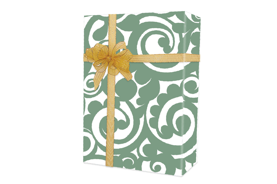 24-in x 100-ft SAGE SCROLL GIFT WRAP (E7971)