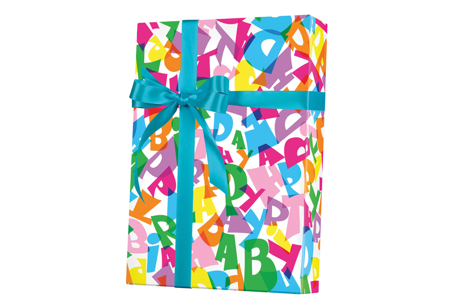 18-in x 417-ft HAPPY BDAY TYPE GIFT WRAP (E7044)