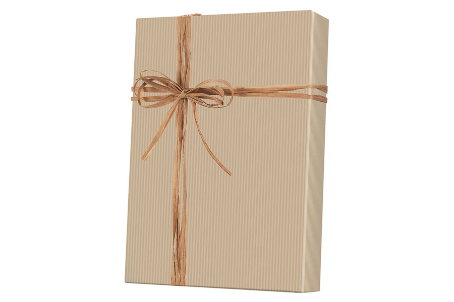 18-in x 417-ft NATURAL KRAFT PINSTRIPE GIFT WRAP (E2130)