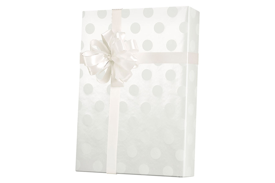 18-in x 417-ft POLKA DOT PEARL GIFT WRAP (E3106)