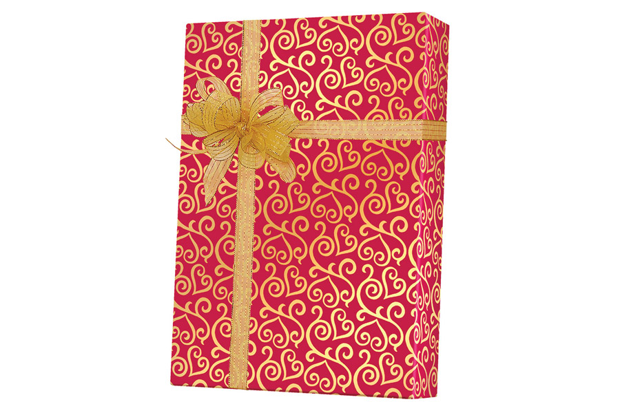 24-in x 100-ft SCROLLED HEARTS GIFT WRAP (E4074)