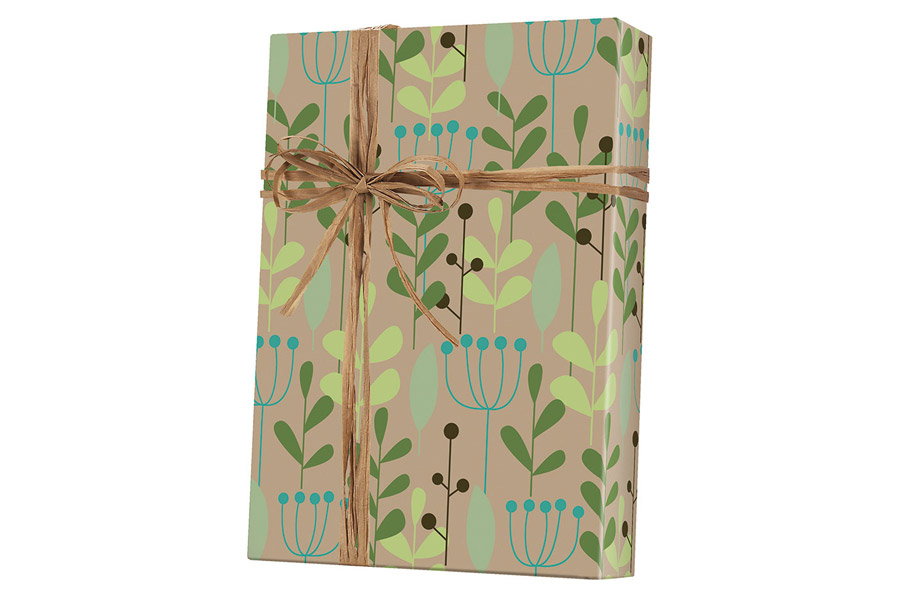 24-in x 100-ft LEAVES AND BERRIES GIFT WRAP (E6232)