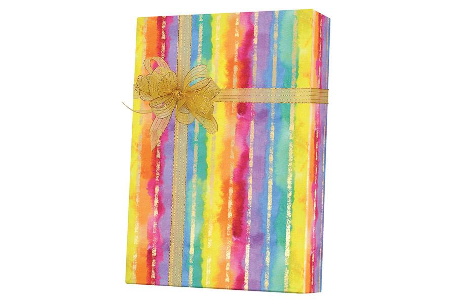 24-in x 417-ft RAINBOW STRIPE GIFT WRAP (E7095)