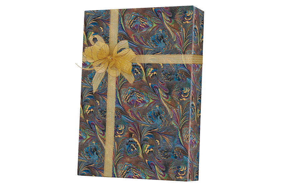 24-in x 100-ft MARBLED FEATHERS GIFT WRAP (E7099)