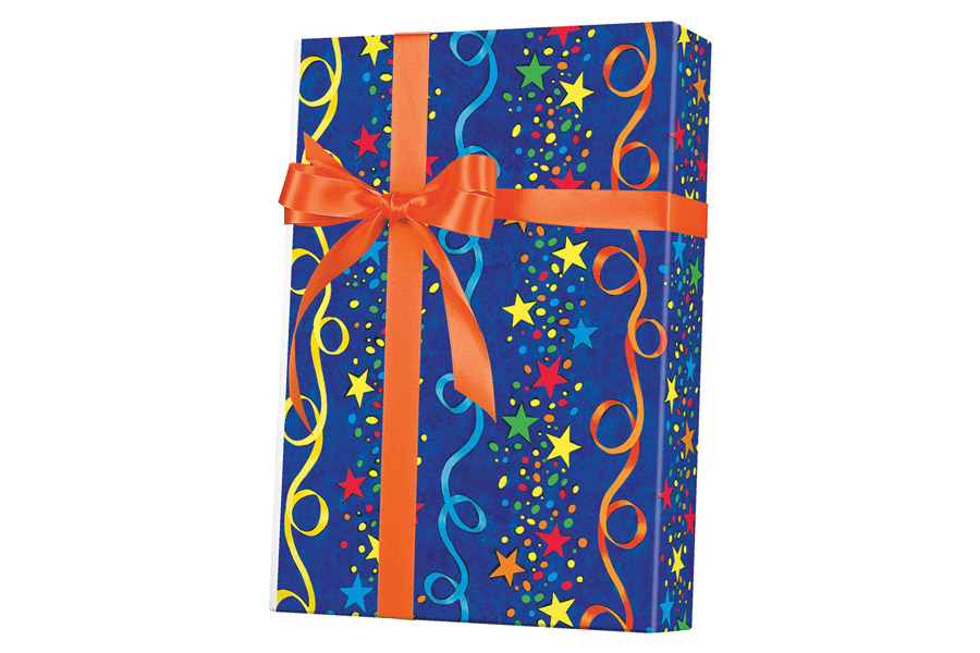 24-in x 100-ft STARS AND STREAMERS GIFT WRAP (E5048)