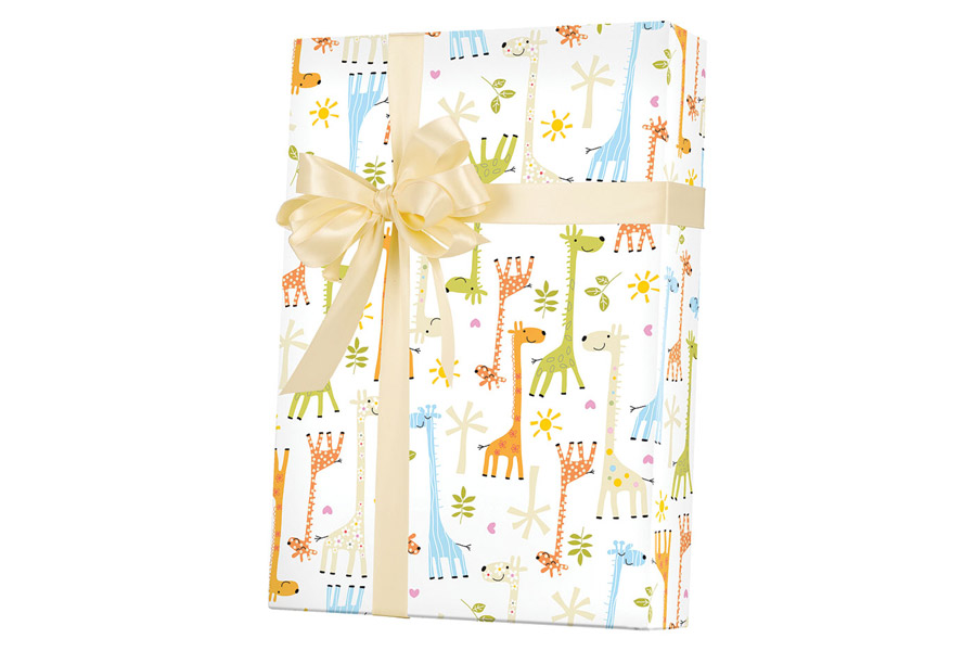 18-in x 417-ft BABY GIRAFFES GIFT WRAP (E6298)