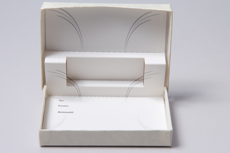 4-5/8 x 3-3/8 x 5/8 IVORY RIB GIFT CARD BOX WITH POP-UP INSERT