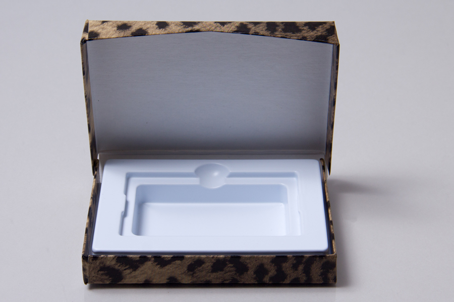 4-5/8 x 3-3/8 x 5/8 LEOPARD GIFT CARD BOX WITH PLATFORM INSERT