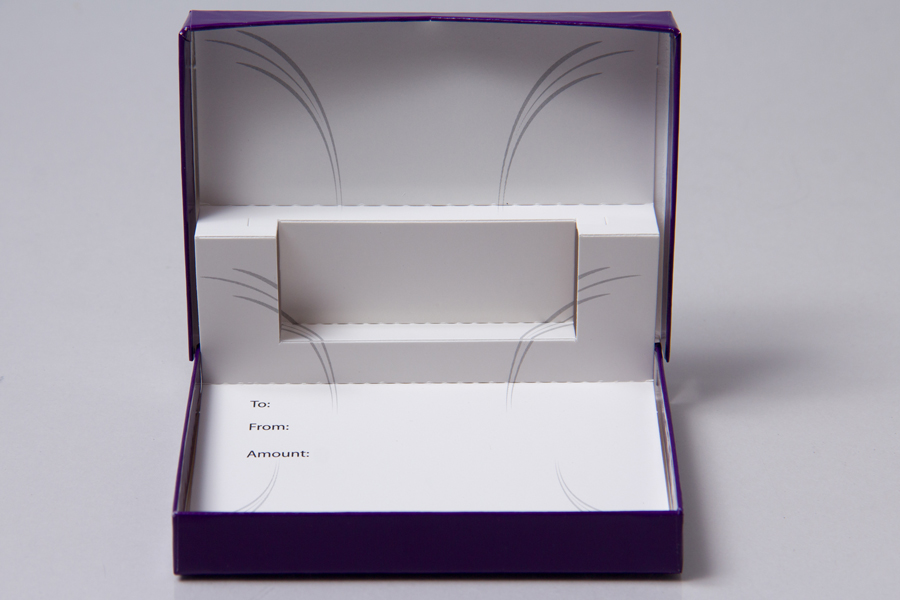 4-5/8 x 3-3/8 x 5/8 PURPLE ICE GIFT CARD BOX WITH POP-UP INSERT