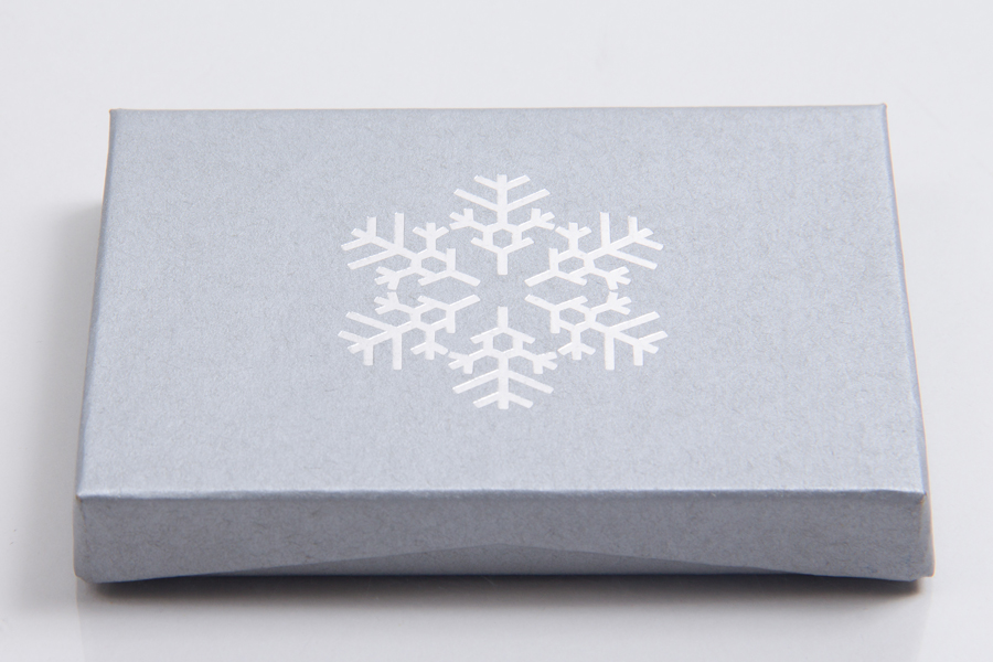 4-5/8 x 3-3/8 x 5/8 KRAFTY SILVER SNOW GIFT CARD BOX WITH POP-UP INSERT