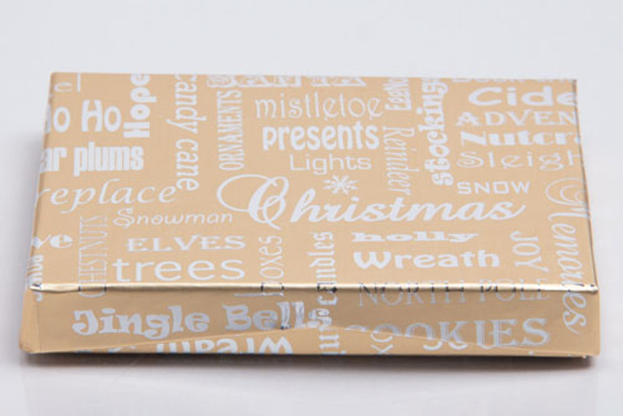 4-5/8 x 3-3/8 x 5/8 GOLD CHRISTMAS MEMORIES GIFT CARD BOX WITH POP-UP INSERT