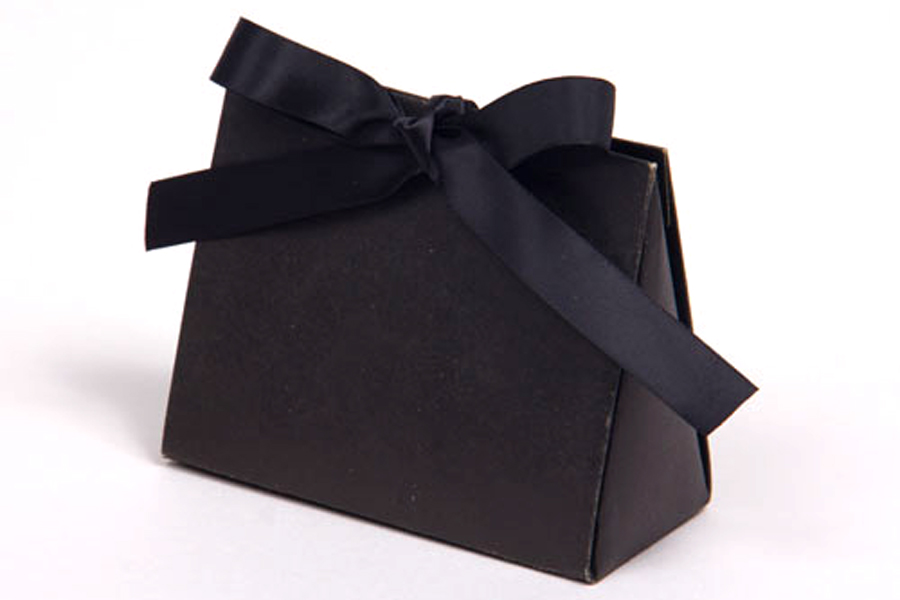 4.5 x 2 x 3.75 BLACK KRAFT RIBBON TIED PURSE BOXES