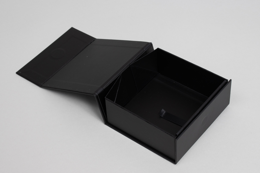 3-5/8 x 3-1/2 x 1-1/2 MATTE BLACK MAGNETIC LID GIFT BOXES