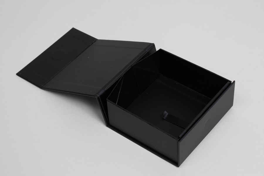 3-5/8 x 3-1/2 x 1-1/2 Matte Black Magnetic Lid Gift Boxes