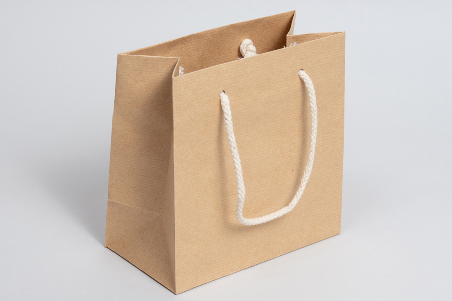 6.5 x 3.5 x 6.5 RIBBED NATURAL KRAFT FLASH SALE EUROTOTE SHOPPING BAGS