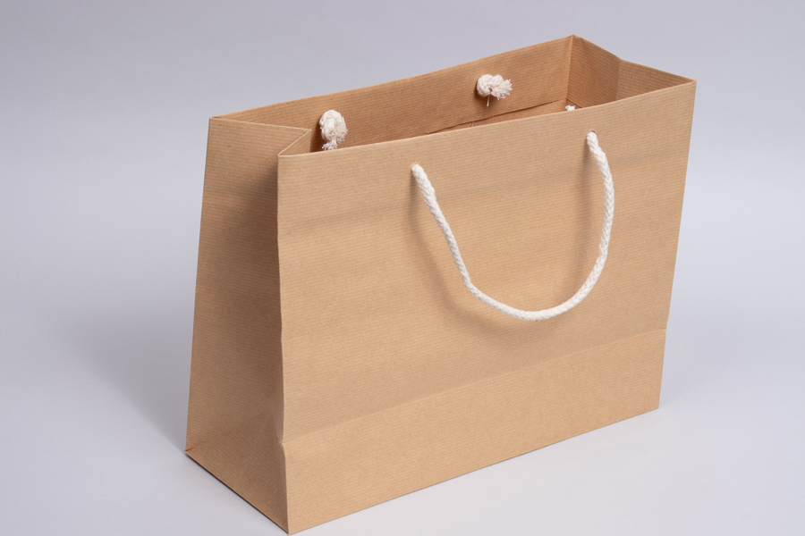 13 x 5 x 10 RIBBED NATURAL KRAFT FLASH SALE EUROTOTE SHOPPING BAGS